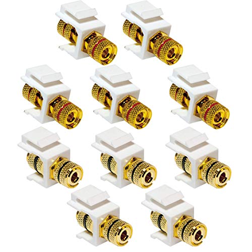 FACONET® Set mit je 5x Keystone Jack Modul Farbmarkierung schwarz und 5x Farbmarkierung rot Audiokabel Lautsprecherkabel Polklemme > Gewindebuchse für Audio- Lautsprecher Verkabelung von Faconet