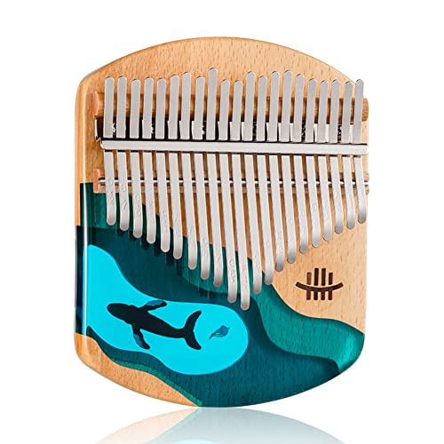 Kalimba 21 Tasten Kalimba, afrikanischer Daumenfinger Klavier Holz Kalimba Tragbares Musikinstrument mit Melodienhammer von FACULX