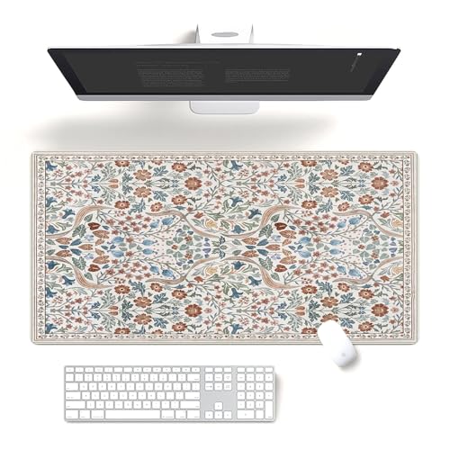 Mauspad, Computer-Mauspad, Vintage-Blumenmuster, XL-Gaming-Mauspad, 80 x 39,9 cm, Natur, botanisch, ästhetisch, großes Tastatur-Mauspad mit rutschfester Gummiunterseite, Büro-Schreibtisch-Dekoration Mauspad, Computer-Mauspad, Vintage-Blumenmuster, XL-Gaming-Mauspad, 80 x 39,9 cm, Natur, botanisch, ästhetisch, großes Tastatur-Mauspad mit rutschfester Gummiunterseite, Büro-Schreibtisch-Dekoration von FADALO