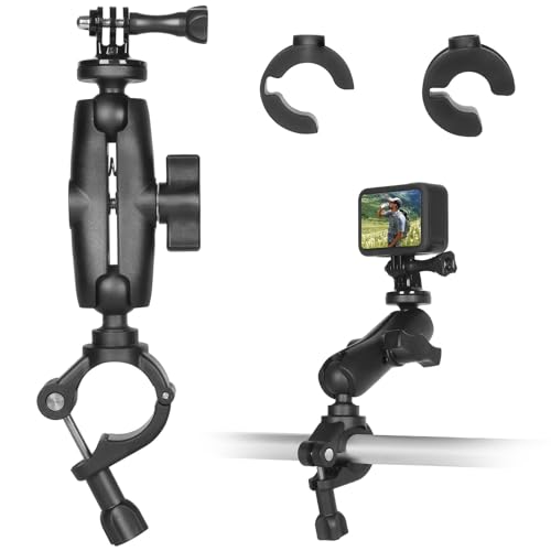 FAEFTY Action Cam Halterung Klemme 360° Doppelkugelkopf, Motorradlenker Fahrrad Lenkerhalterung Klemme für GoPro, Motorradhalterung Actioncam mit 1/4"-20 Adapter für Kamera von FAEFTY