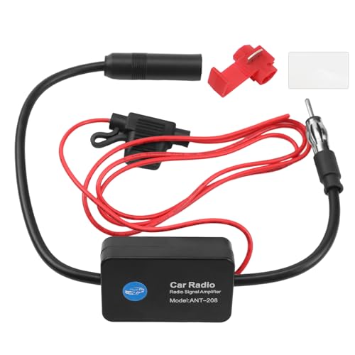 Autoradio Antennenverstärker 12V FM Antennenverstärker Auto Universell FM Signal Booster Antennenverstärker mit Kleber und Roter Clip für Fahrzeug KFZ Autoradio von FAELNK