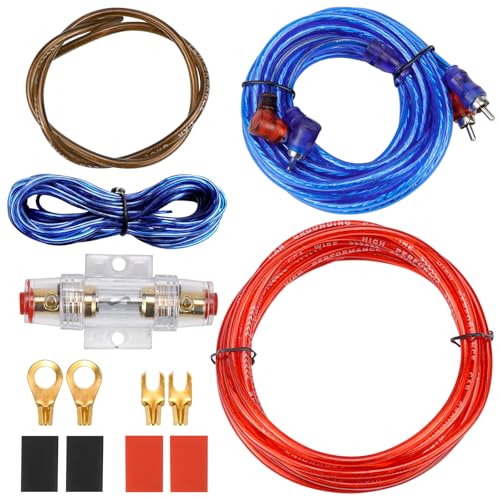 Kfz Verstärker Kabelsatz Anschluss Set 10GA Subwoofer Kabel Set 1500w Endstufe Kabel Set Auto Verstärker Kabel Car Audio Wire 4,5 m für Car Audio Endstufen von FAELNK