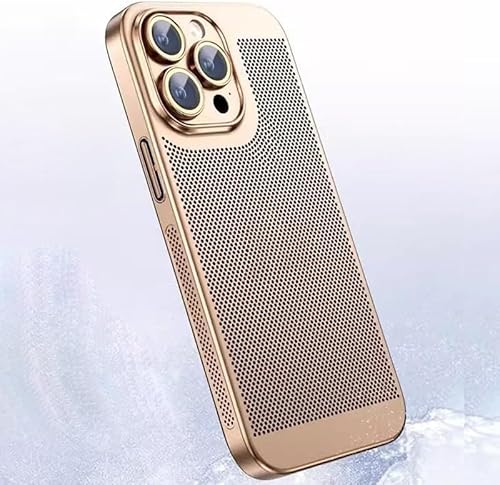 Wärmeableitung Plating Fine Hole Protector Phone Case, Glänzende Kühlung Atmungsaktive Mesh Hard Case, Wärmeableitung Telefon Fall für iPhone 14 Pro Max von FAFOUR
