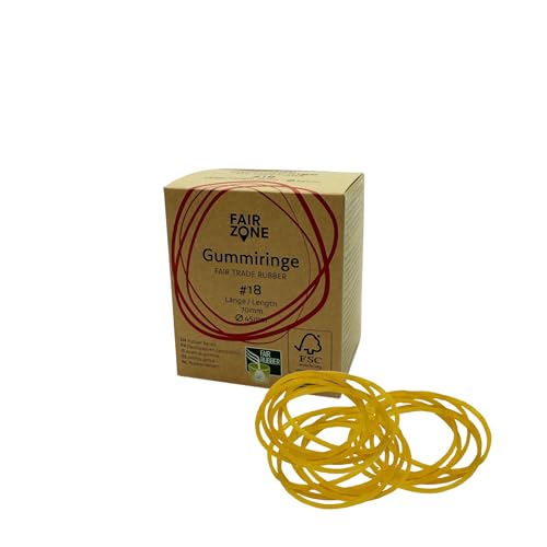 FAIR ZONE Gummiringe ca. 150 Stück Ø 45 mm 70 mm lang Haushaltsgummis Gummibänder aus FSC-zertifziertem Naturkautschuk 70 Gramm Box von FAIR ZONE