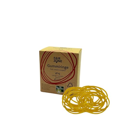 FAIR ZONE Gummiringe ca. 220 Stück Ø 32 mm 50 mm lang Haushaltsgummis Gummibänder aus FSC-zertifziertem Naturkautschuk 70 Gramm Box von FAIR ZONE