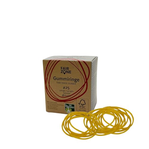 FAIR ZONE Gummiringe ca. 500 Stück Ø 64 mm 100 mm lang Haushaltsgummis Gummibänder aus FSC-zertifziertem Naturkautschuk 70 Gramm Box von FAIR ZONE