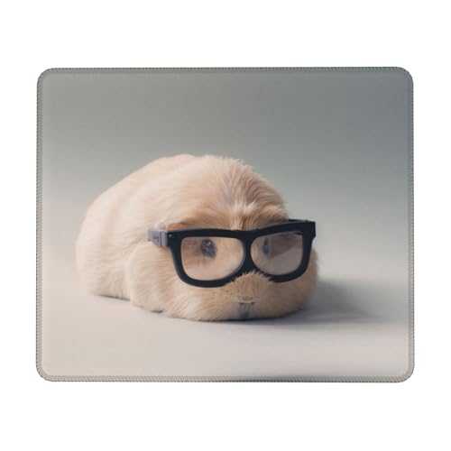FAIRAH Mauspad, Motiv: Meerschweinchen mit Brille, bedruckt, rutschfest, rutschfest, verschleißfest, angenehm anzufassen von FAIRAH