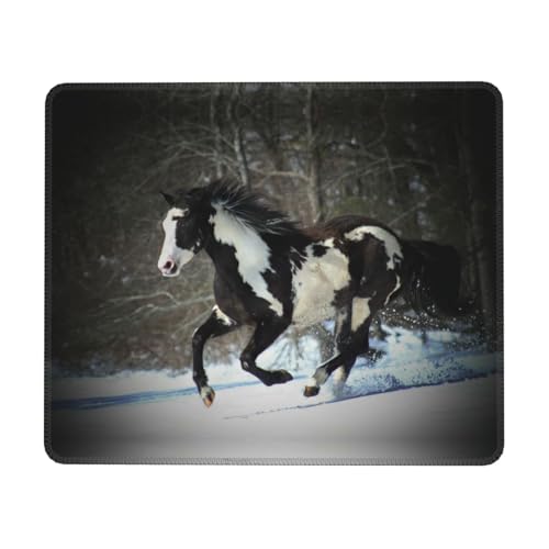 FAIRAH Mauspad, Motiv: Pferde im Schnee, rutschfest, gummiert, rutschfest und verschleißfest, angenehm anzufassen von FAIRAH