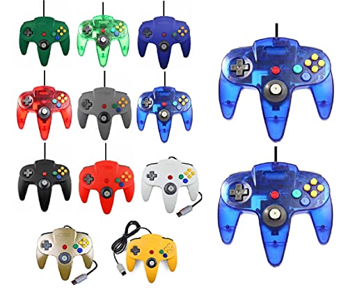 2 Controller Für Nintendo 64 N64 Farbe nach Wahl Kabelgebunden Gamepad Joypad (2X Blau Transparent) von FAIRY TAIL & GLITZER FEE