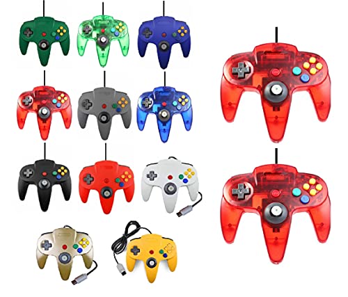 2 Controller Für Nintendo 64 N64 Farbe nach Wahl Kabelgebunden Gamepad Joypad (2X Rot Transparent) von FAIRY TAIL & GLITZER FEE