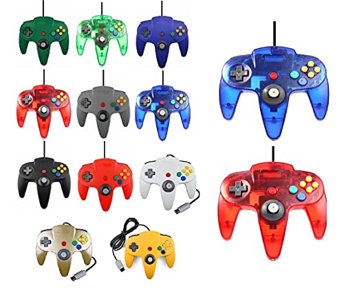 2 Controller Für Nintendo 64 N64 Farbe nach Wahl Kabelgebunden Gamepad Joypad (Blau/Rot transparent) von FAIRY TAIL & GLITZER FEE