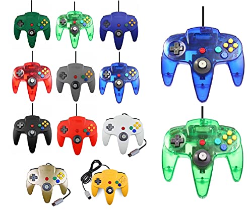 2 Controller Für Nintendo 64 N64 Farbe nach Wahl Kabelgebunden Gamepad Joypad (Grün/Blau Transparent) von FAIRY TAIL & GLITZER FEE