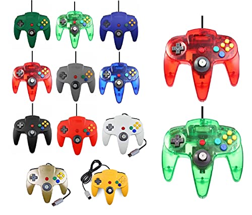 2 Controller Für Nintendo 64 N64 Farbe nach Wahl Kabelgebunden Gamepad Joypad (Rot/Grün Transparent) von FAIRY TAIL & GLITZER FEE