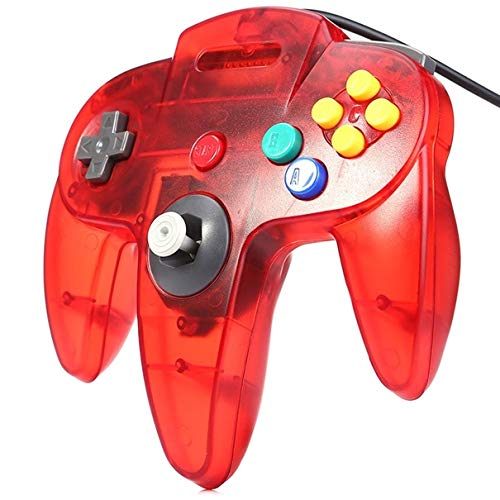FAIRY TAIL & GLITZER FEE Controller Für Nintendo 64 N64 Rot Transparent Kabelgebunden Gamepad Joypad von FAIRY TAIL & GLITZER FEE