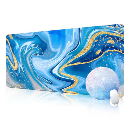 FAIRYGATE Deskmat Mauspad 900x400 blau Gaming Mousepad XXL Schreibtisch Protector Matte mit Anti Rutsch Basis Mouse Pad Wasserdicht und Langlebig für Gaming Büro Zuhause Blue B5907-L von FAIRYGATE