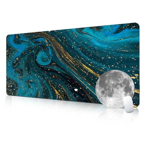 FAIRYGATE Gaming Mauspad Schreibtischmatte Gaming Mousepad XXL Mauspad Protector Matte mit Anti Rutsch Basis Mouse Pad Wasserdicht und Langlebig für Büro Zuhause Dunkelgrüner Marmor B5910-M von FAIRYGATE