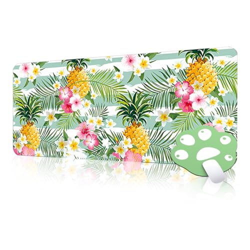FAIRYGATE Mauspad Groß Gaming Schreibtisch Matte Mauspad Extra Große Schreibtischunterlage Tropische Blätter und Blumen Computer Tastatur Büro Gaming Tischschutz rutschfeste Gummiunterseite B6711-L von FAIRYGATE