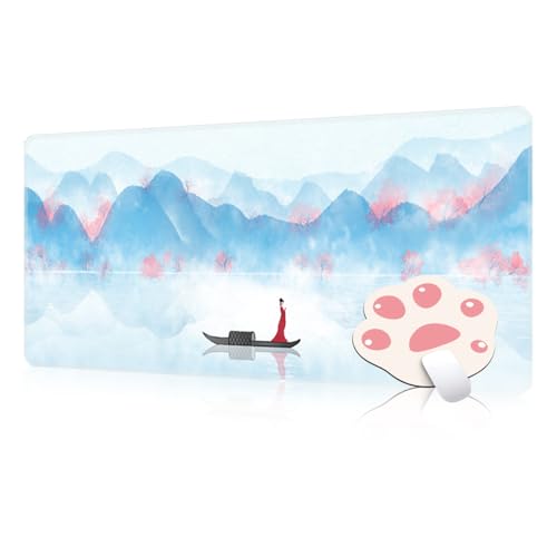 FAIRYGATE Mouse Pad Gaming Schreibtisch Deko Mauspad Gaming Büro Schreibtischmatte rutschfeste Gummiunterseite Langlebig Stilvoll und Bequem Ästhetische Landschaftsmalerei B6508-L von FAIRYGATE