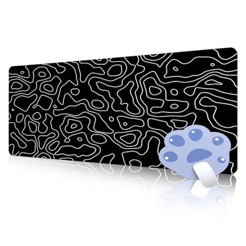 FAIRYGATE Schreibtisch Matte Mauspad 900x400 Schreibtisch Unterlage Gaming Mauspad XXL Japan Mousepad Groß Vernähte Kanten Wasserdicht Anti Rutsch für PC Computer Laptop Topographische B5705-L von FAIRYGATE