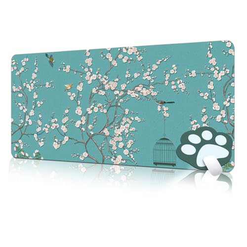 FAIRYGATE Mauspad groß grün Schreibtischunterlage Mädchen Mauspad mit Design Glatte Oberfläche und Rutschfester Gummiboden Mousepad mit Motiv 600 x 300 x 3 mm Blume Muster B6210-M von FAIRYGATE