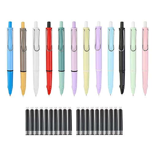 12 Pcs 2023 New Retractable Fountain Pen for Writing, Retractable Fountain Pen - Press Type Refillable Ink Writing Pen, Smooth Writing Painting for School, Office von FAIRZ