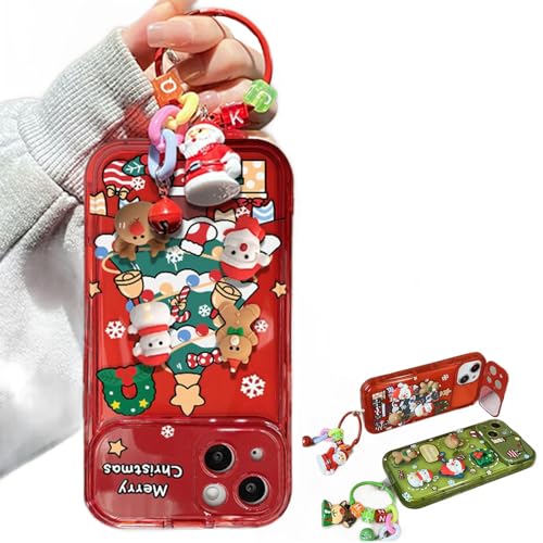 Weihnachtsbaum mit Anhänger Flip Mirror Case Cover für iPhone 15/14/13/12 Pro Max Christmas Phone Case (12 Pro,Red) von FAIRZ