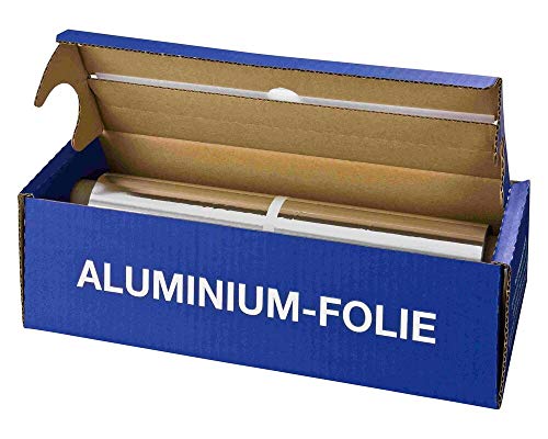 1-PACK Alufolie in praktischer Spenderbox mit Abreiss-Schiene, 30 cm x 150 m, 11 µm/Alufolie in der praktischen Abrissbox (Cutterbox) - Vorratspackung mit 150m Länge von FALAMBI