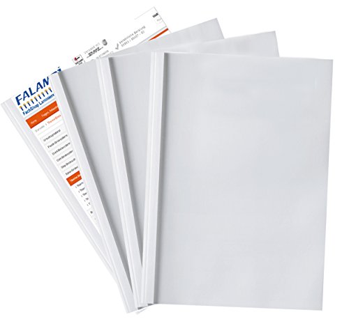 10 Thermobindemappen 4.0 mm, DIN A4, weiß/transparent, Auswahl 1,5-50,0 mm (weiß glänzend / 4.0 mm) von FALAMBI