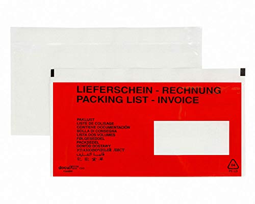 250 Stk. DOCUFIX Dokumententaschen *Lieferschein/Rechnung*Schweiz 245x125+20mm / mit Fenster rechts von FALAMBI