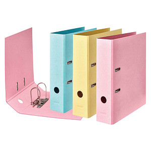 10 FALKEN PURE Pastell Ordner Vanille-Gelb, Flamingo-Pink, Himmel-Blau Karton 8,0 cm DIN A4 von FALKEN
