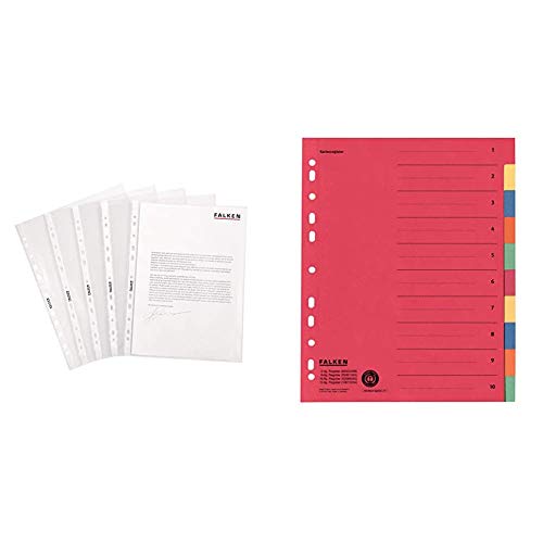 Original Falken 100er Pack Economy PP-Kunststoff Prospekthüllen. Für DIN A4 transparent genarbt oben offen Klarsichtfolie & Falken Karton-Register überbreit. Made in Germany. Für DIN A4 24 x 29,7 cm Original Falken 100er Pack Economy PP-Kunststoff Prospekthüllen. Für DIN A4 transparent genarbt oben offen Klarsichtfolie & Falken Karton-Register überbreit. Made in Germany. Für DIN A4 24 x 29,7 cm von FALKEN