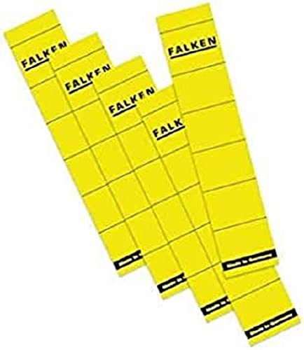 Original Falken 10er Pack Ordner-Rückenschild. Made in Germany. Etiketten 36 x 190 mm selbstklebend für 5 cm schmale Ordner gelb von FALKEN