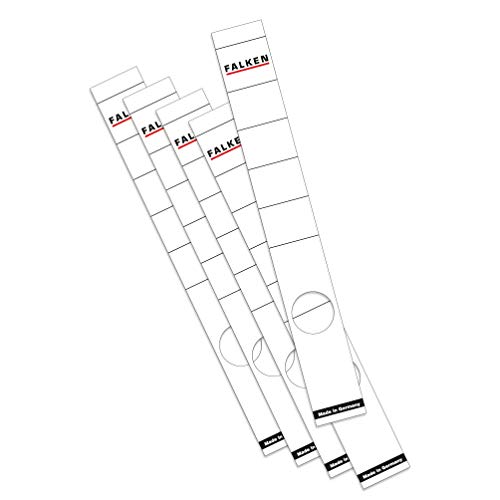 Original Falken 10er Pack Ordner-Rückenschild. Made in Germany. Etiketten 36 x 290 mm selbstklebend für 5 cm schmale Ordner weiß von FALKEN