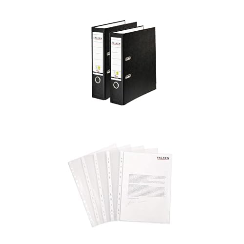Original Falken 2er Pack PP-Color Ordner inklusive 100er Economy PP-Kunststoff Prospekthüllen transparent genarbt. Made in Germany. 8 cm breit DIN A4 schwarz Original Falken 2er Pack PP-Color Ordner inklusive 100er Economy PP-Kunststoff Prospekthüllen transparent genarbt. Made in Germany. 8 cm breit DIN A4 schwarz von FALKEN