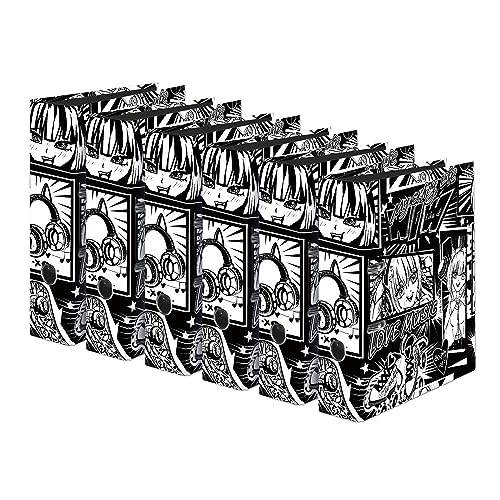 Original Falken 6-er Pack Motiv-Ordner Manga Black&White. Made in Germany. 8 cm breit DIN A4 Vegan Ringordner Aktenordner Briefordner Büroordner Plastikordner Schlitzordner von FALKEN