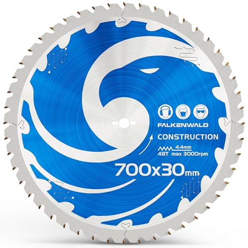 FALKENWALD® Kreissägeblatt 700x30 mm speziell für Bauholz & Holz mit Nägel - kompatibel mit Sägen von Bosch, Makita & Einhell - Tischkreissägeblatt 700 x 30 von FALKENWALD