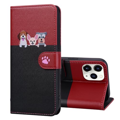 FALUWONRU Handyhülle für iPhone 11 Pro Max Niedliche Cartoon Dog Hülle mit DREI Kartenfächern und Geldbörse Leder Tasche Aufstehfunktion Flip Case Geeignet für Frauen Schutzhülle,Rot&Schwarz FALUWONRU Handyhülle für iPhone 11 Pro Max Niedliche Cartoon Dog Hülle mit DREI Kartenfächern und Geldbörse Leder Tasche Aufstehfunktion Flip Case Geeignet für Frauen Schutzhülle,Rot&Schwarz von FALUWONRU