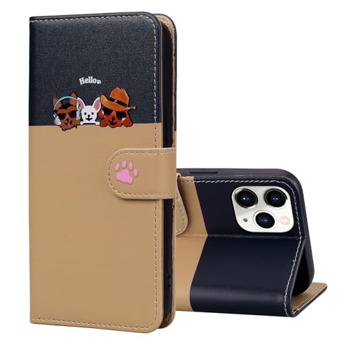FALUWONRU Handyhülle für iPhone 11 Pro Niedliche Cartoon Dog Hülle mit DREI Kartenfächern und Geldbörse Leder Tasche Aufstehfunktion Flip Case Geeignet für Frauen Schutzhülle,Schwarz&Hellbraun FALUWONRU Handyhülle für iPhone 11 Pro Niedliche Cartoon Dog Hülle mit DREI Kartenfächern und Geldbörse Leder Tasche Aufstehfunktion Flip Case Geeignet für Frauen Schutzhülle,Schwarz&Hellbraun von FALUWONRU
