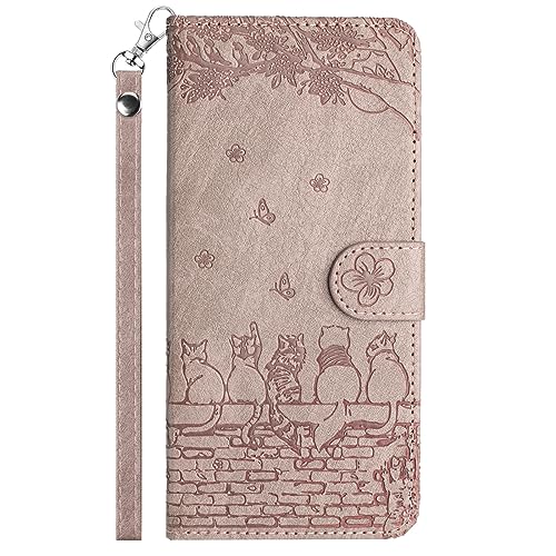 FALUWONRU Hülle für iPhone 8 Plus Klappbare,iPhone 7 Plus Handyhülle Tasche,Katzen PU Leder Klapphülle,Flip Case Stoßfeste Magnetische [Standfunktion] [Kartenfächern] Schutzhülle,Rosa Lila von FALUWONRU