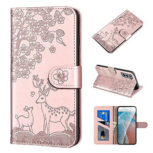 FALUWONRU hülle für Samsung Galaxy S21 FE 5G,Sika Hirsch Muster Stoßfeste Handyhülle Brieftasche Klapphülle mit Kartenfach Ständer Leder Wallet Flip Phone case Cover,Magnetverschluss,Rosa/Roségold FALUWONRU hülle für Samsung Galaxy S21 FE 5G,Sika Hirsch Muster Stoßfeste Handyhülle Brieftasche Klapphülle mit Kartenfach Ständer Leder Wallet Flip Phone case Cover,Magnetverschluss,Rosa/Roségold von FALUWONRU