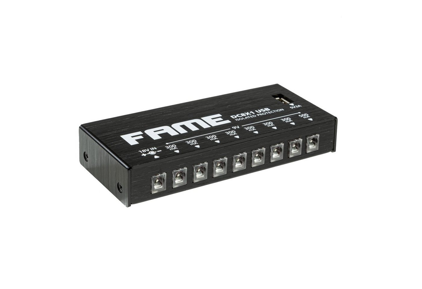 FAME Netzteil (DC8x1 USB Multinetzteil, Effektgeräte Netzteil, 8 Anschlüsse 9V, USB) von FAME