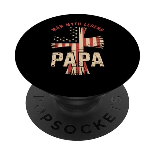 Papa USA Flagge Kreuz Christian Dad Vatertag Geschenk PopSockets Klebender PopGrip von FAMILY 365