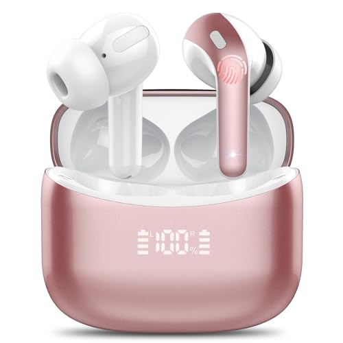 FAMOO Bluetooth Kopfhörer, In Ear Kopfhörer Kabellos Bluetooth 5.3, 2024 Letzte Kabellose Kopfhörer Noise Cancelling Earbuds mit 4 ENC Mic, LED-Anzeige, 52H Tiefer Bass, IPX7 wasserdichte Ohrhörer von FAMOO