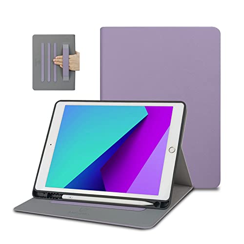 FANSONG Hülle für iPad 9. 2021 8. 7. Generation 10.2 Zoll PU Leder Case mit Auto Schlafen/Wachen Handschlaufe Multi-Angle Stand Smart Cover mit Stifthalter für iPad 9 iPad 8 2020 iPad 7 2019 Lila von FAN SONG