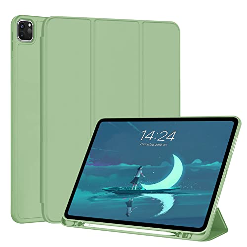 FANSONG Hülle für iPad Pro 11 Zoll 2022, Case für iPad Pro 11 Zoll 2021 2020 2018 TPU mit Auto Wake/Sleep Smart Cover Magnetic Closure Dreifach Ständer Stifthalter (Grün) von FAN SONG