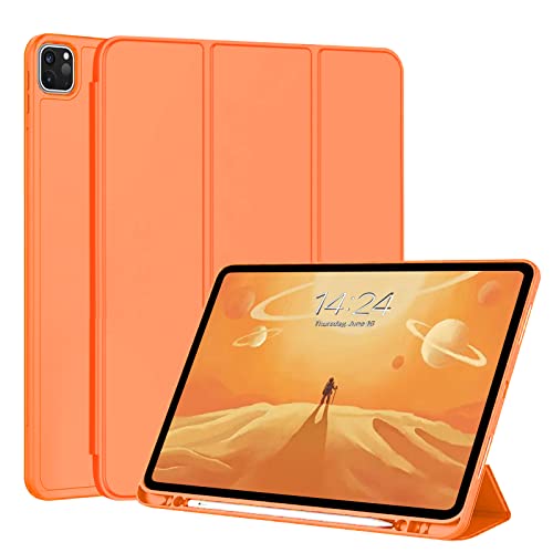 FANSONG Hülle für iPad Pro 11 Zoll 2022, Case für iPad Pro 11 Zoll 2021 2020 2018 TPU mit Auto Wake/Sleep Smart Cover Magnetic Closure Dreifach Ständer Stifthalter (Orange) von FAN SONG