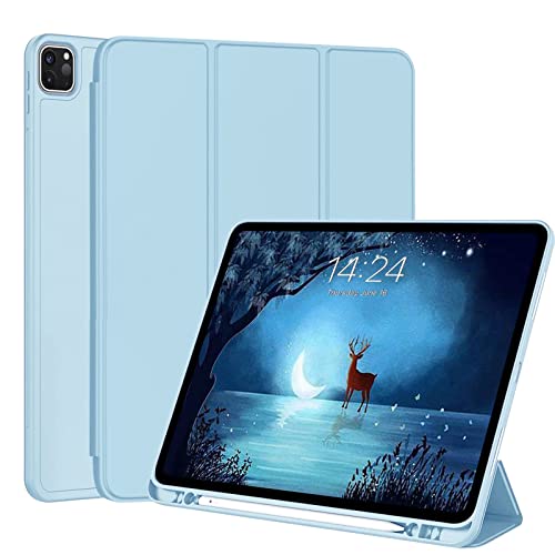 FANSONG Hülle für iPad Pro 12.9 Zoll 2022 2021 2020 2018, Case für iPad Pro 6th 5th 3rd Generation mit Auto Schlafen/Wachen TPU Smart Cover Schutzhülle Flip Stand für iPad Pro 12.9 in (Blau) von FAN SONG