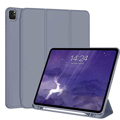 FANSONG Hülle für iPad Pro 12.9 Zoll 2022 2021 2020 2018, Case für iPad Pro 6th 5th 3rd Generation mit Auto Schlafen/Wachen TPU Smart Cover Schutzhülle Flip Stand für iPad Pro 12.9 in (Lila) von FAN SONG