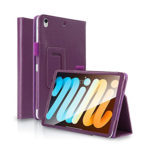 FANSONG Hülle iPad Mini 6. Generation 2021,case für Pad 8,3 Zoll mit Stifthalter, iPad Mini 2021 Leder Hülle mit Ständer, Auto Aufwachen/Schlaf Funktion, Schutzhülle für Apple Neu iPad Mini 6 -Lila von FAN SONG