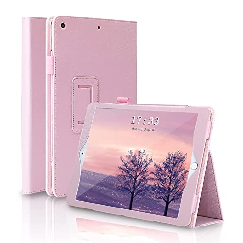 FANSONG Hülle kompatibel mit iPad 9./8./7. Generation (2021/2020/2019) 10,2 Zoll Schutzhülle mit Stifthalter Ständer, Leder Smart Cover mit Auto Aufwachen/Schlaf für iPad 10,2 Zoll -Rosa von FAN SONG